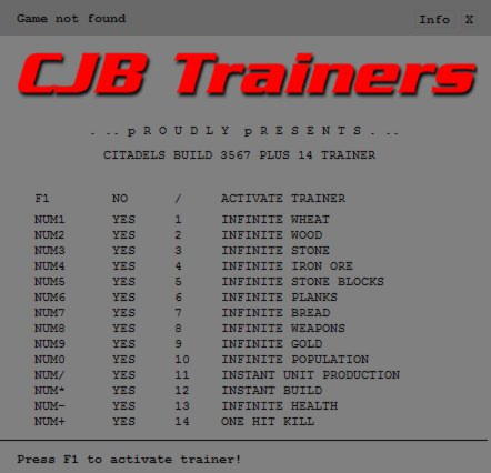 Citadels Trainer +14 Build 3567 {CJB}