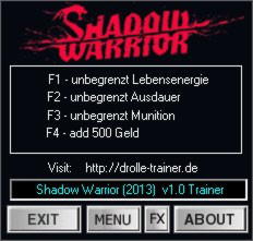 Shadow Warrior Trainer +4 v1.0 {dR.oLLe}