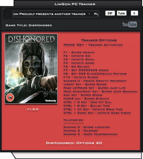 Dishonored v1.5 20 TRAINER