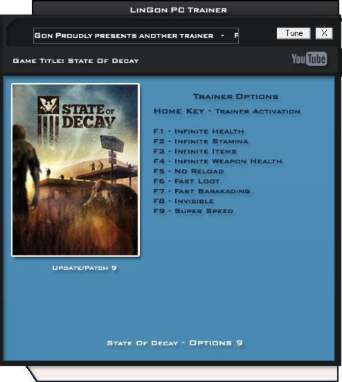 state of decay trainer pc