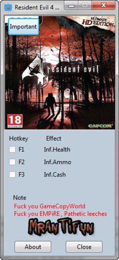 resident evil 4 pc cheat codes