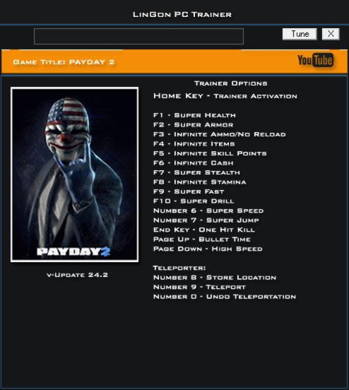 unknown cheats payday 2 trainer