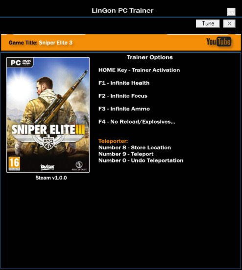 sniper elite 3 trainer v1.15a