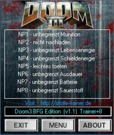Doom 3: BFG Edition Trainer +8 v1.1 {dR.oLLe}