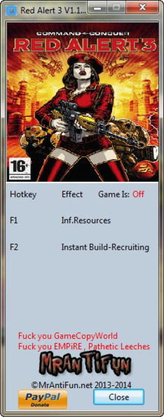 command and conquer red alert 3 trainer