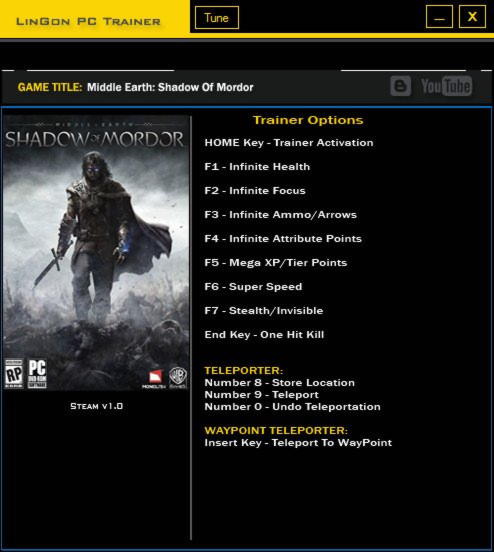 Middle-earth: Shadow of Mordor Cheats & Trainers for PC