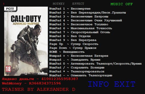 Trainer Call Of Duty: Advanced Warfare v1.0 Update 6 Plus 14 {FLiNG} -  Trainers & Hacks Offline - GGames