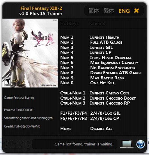download cheats, codes, trainers, Final Fantasy 13-2.
