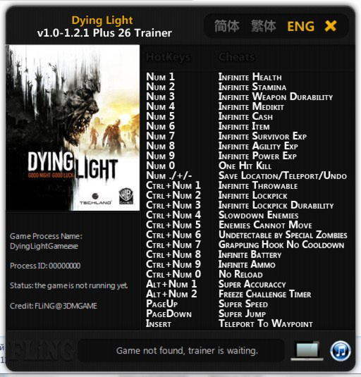 dying light trainer online