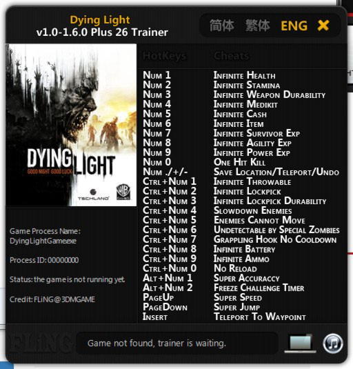 dying light trainer 1.6.1