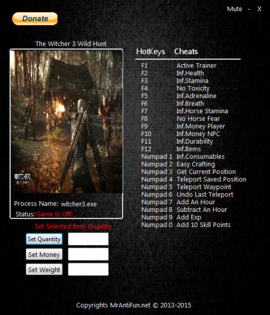 witcher 3 cheats codes pc