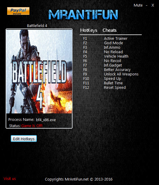 Battlefield 4 трейнер Trainer +11 v02.13.2016 MrAntiFun ...