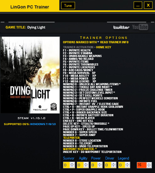 dying light trainer 1.10.1