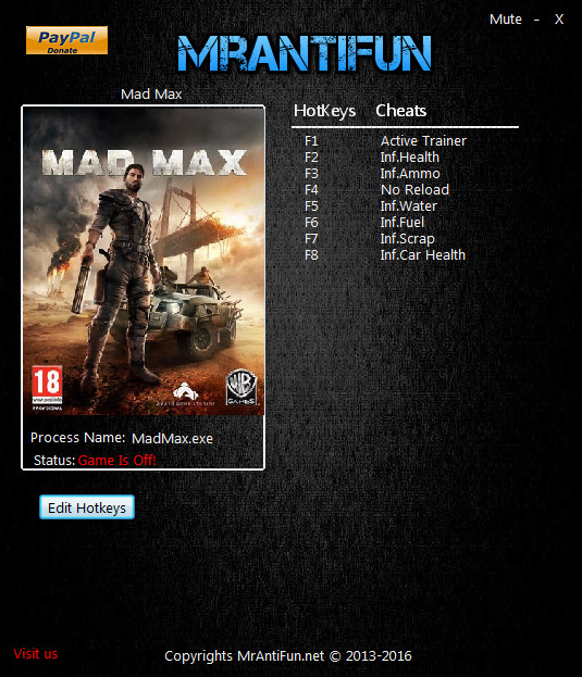 røg Asien efter skole Mad Max Trainer +7 v1.0.3.0 MrAntiFun - download cheats, codes, trainers