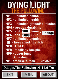 Dying Light: The Following Trainer +13 v1.11.0 {dR.oLLe}