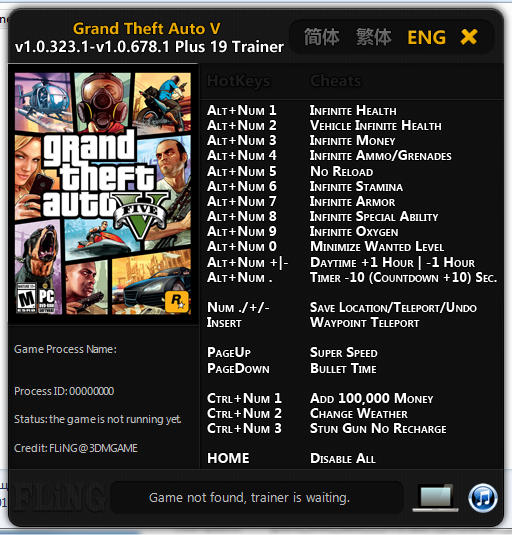 Grand Theft Auto 5 Trainer +19 GTA V 1.0.323.1 1.0.678.1 FLiNG