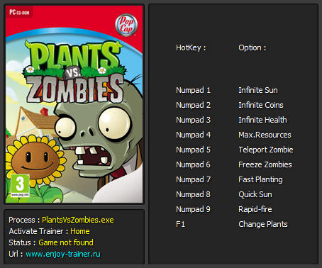 Plants vs Zombies +7 Trainer Download