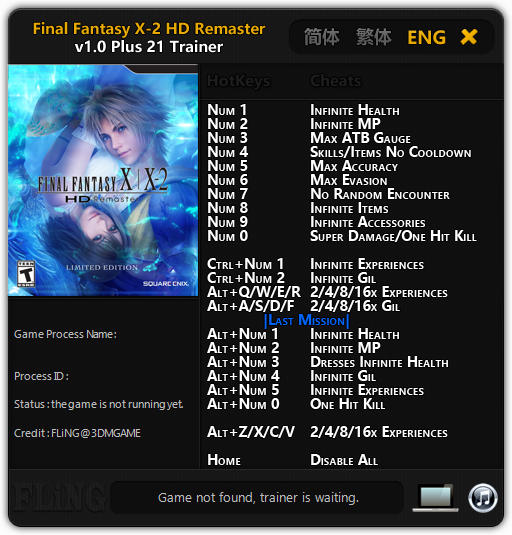 download cheats, codes, trainers, Final Fantasy X / X-2 HD Remaster.