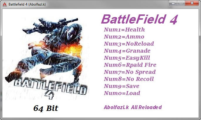 Battlefield 4 GAME TRAINER v1.0 - v1.1 +11 Trainer x86 - download