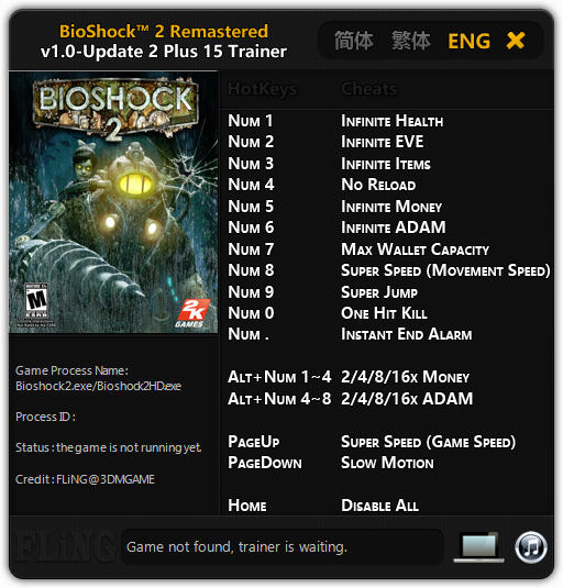 bioshock 2 remastered cheats pc