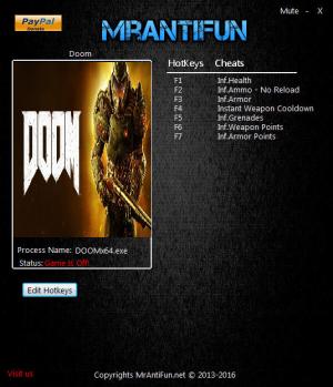 Doom 2016 Trainer for PC game version 12.08.2016