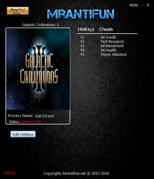 Galactic Civilizations 3 Trainer for PC game version 1.90