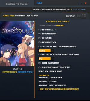 Starbound Trainer for PC game version 1.2 64 Bit