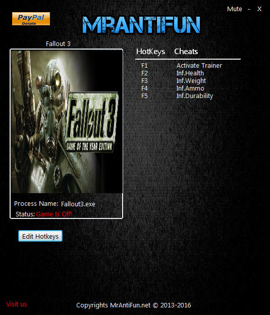 Fallout 3 Trainer +4 v01.11.2017 MrAntiFun - download cheats