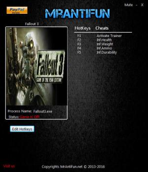 Fallout 3 Trainer for PC game version 01.11.2017