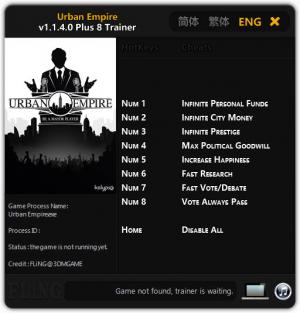 Urban Empire Trainer for PC game version 1.1.4.0