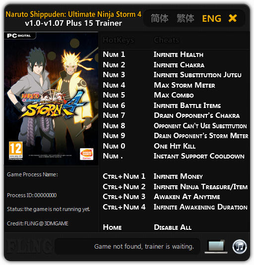 NARUTO SHIPPUDEN: Ultimate Ninja STORM 4 - FearLess Cheat Engine