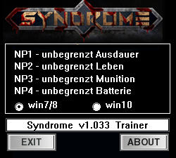 Syndrome Trainer for PC game version 1.033f