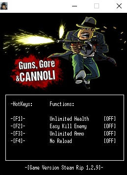 Guns, Gore and Cannoli Trainer for PC game version 1.2.9