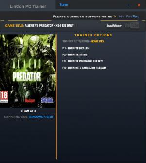 Aliens vs. Predator Trainer for PC game version Update 01.02.2017