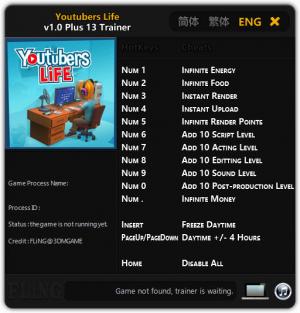 Youtubers Life Trainer for PC game version 1.0