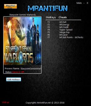 Starpoint Gemini Warlords Trainer for PC game version 0.751