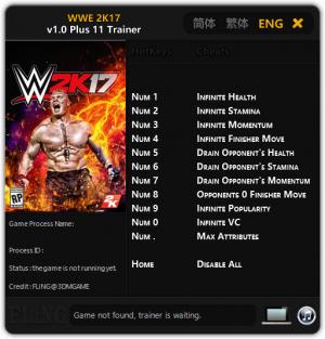 WWE 2K17 Trainer for PC game version 1.0