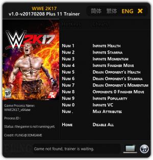 WWE 2K17 Trainer for PC game version 1.0 Update 08.02.2017