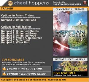Trainer for PC game version 1.05