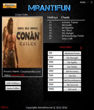 Conan Exiles Trainer for PC game version 02.11.2017