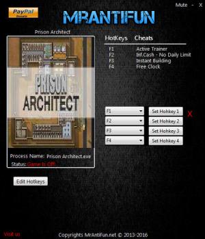 Prison Architect Trainer for PC game version 11f Jan 9