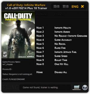 Call of Duty: Infinite Warfare Trainer for PC game version 1.0 Update 2017.02.14