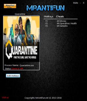 Quarantine Trainer for PC game version 02.10.2017