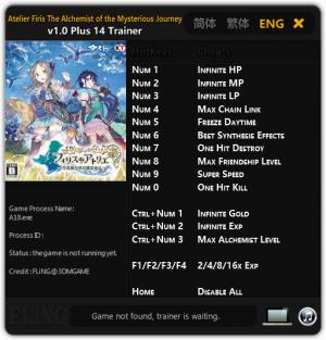 Atelier Firis: The Alchemist and the Mysterious Journey Trainer for PC game version 1.0
