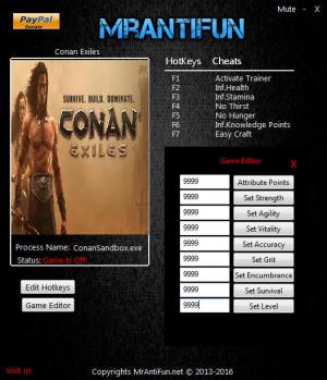 Conan Exiles Trainer for PC game version 03.11.2017