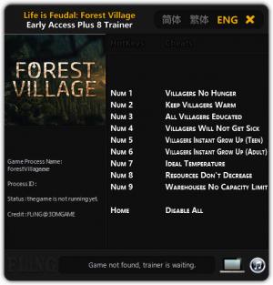 Life is Feudal: Forest Village Trainer for PC game version 12.03.17