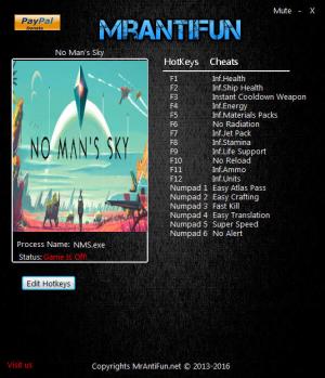 No Mans Sky Trainer for PC game version 1.22
