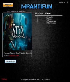 Styx: Shards of Darkness Trainer for PC game version 1.0