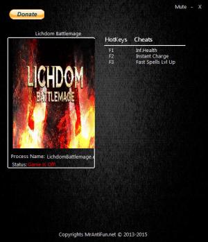 Lichdom: Battlemage Trainer for PC game version Build 70219 64bit
