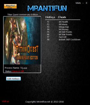 Titan Quest Anniversary Edition Trainer for PC game version 1.42